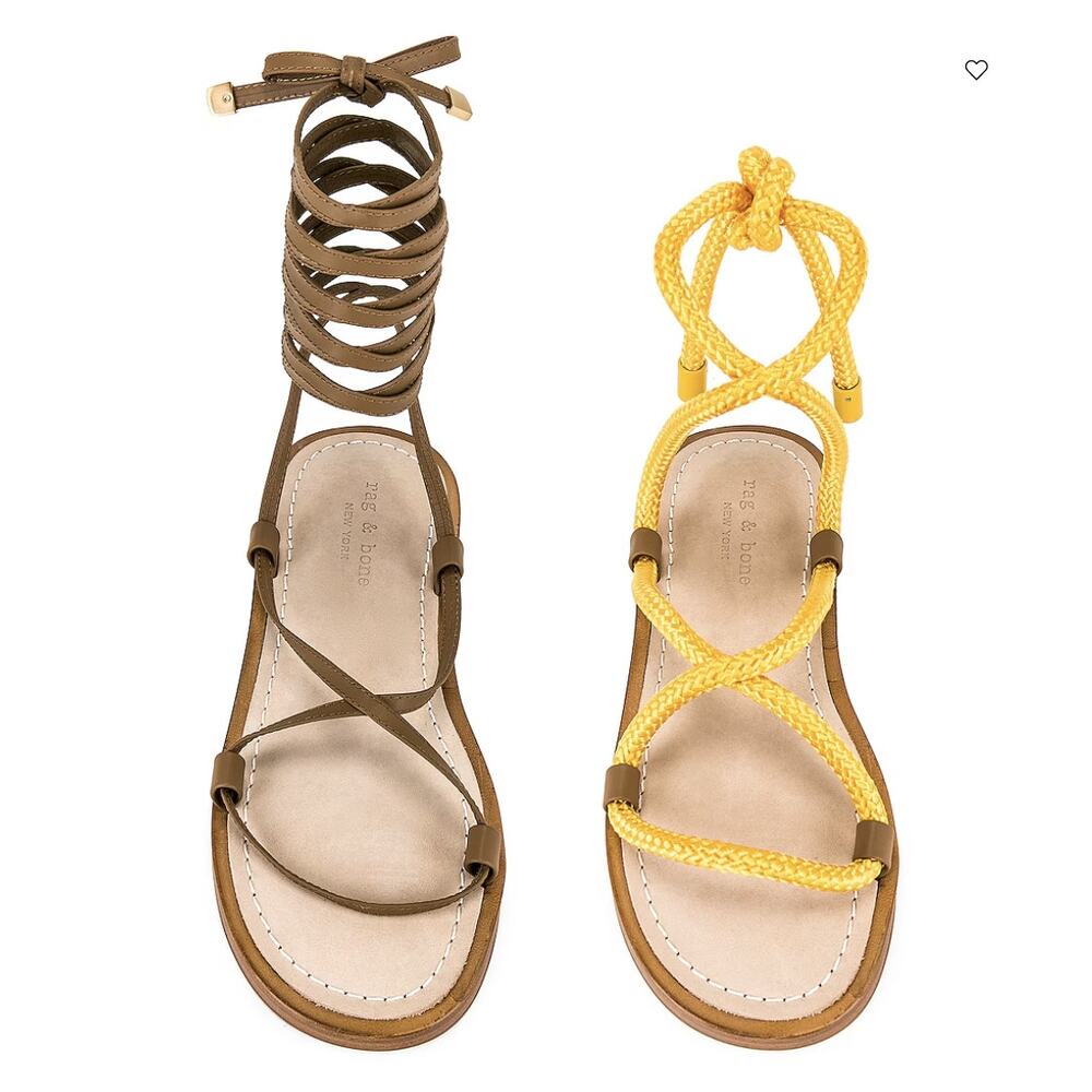 Rag & Bone Gladiator Sandal SIZE 6.5 Tan Festival Gold Ankle Wrap Laces $375 NEW - Picture 3 of 11